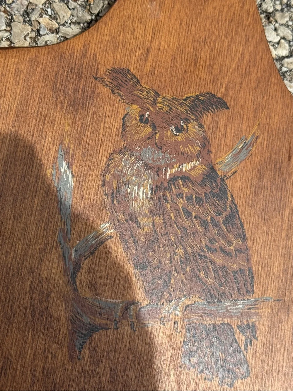 Vintage Wooden Owl Wall Cork Frame & Key Hanger- Rustic Brown